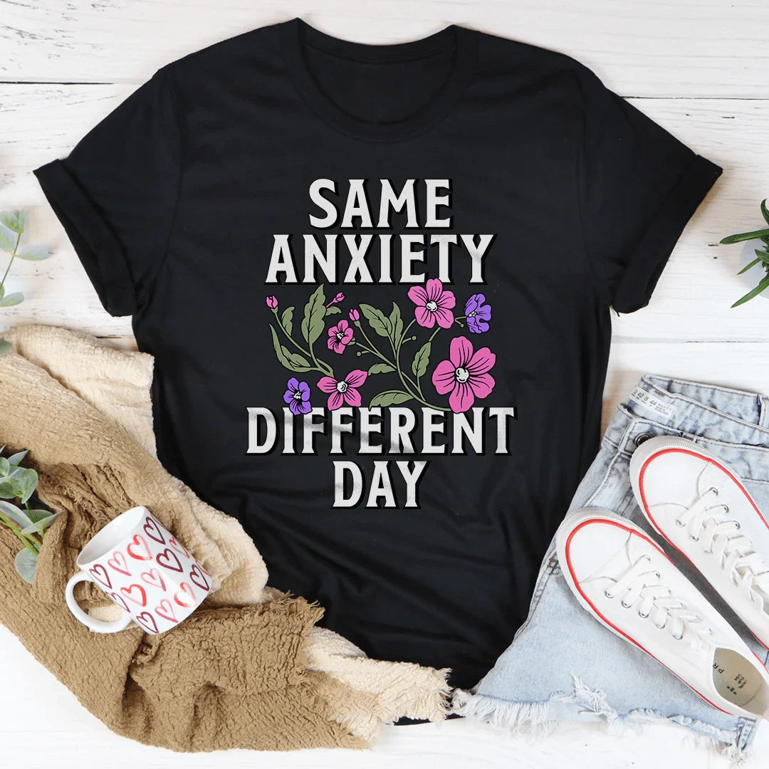 Same Anxiety Different Day Tee Black Heather / S Peachy Sunday T-Shirt