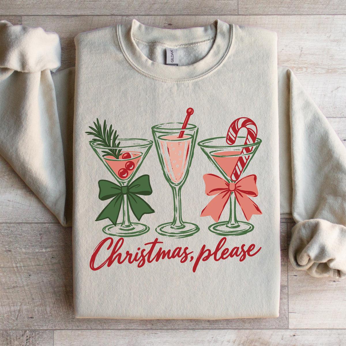 Christmas Cocktail Festive Holiday Drink Fleece Pullover