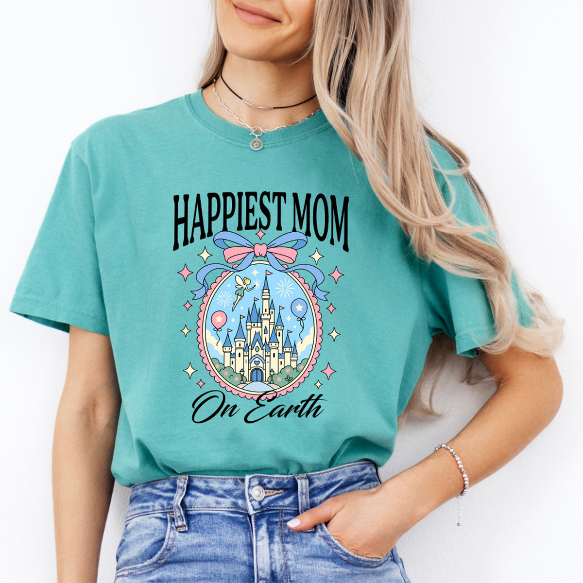 Happiest Mom on Earth Fairy Tale Castle Vacation Graphic Shirt