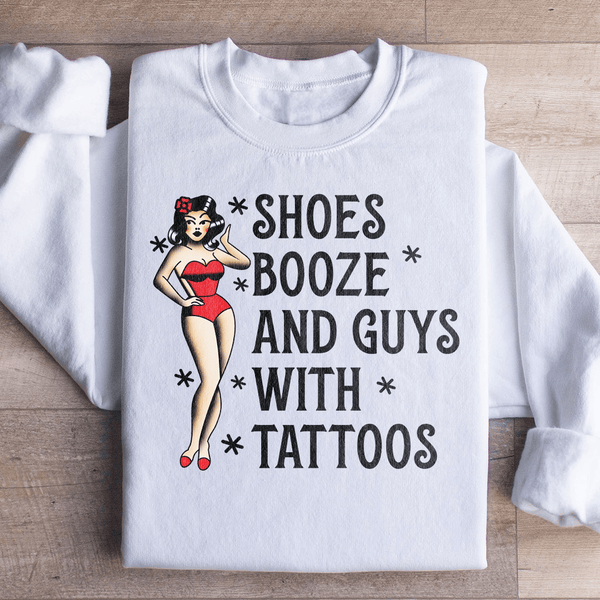 Shoes Booze And Guys With Tattoos Sweatshirt White / S Peachy Sunday T-Shirt