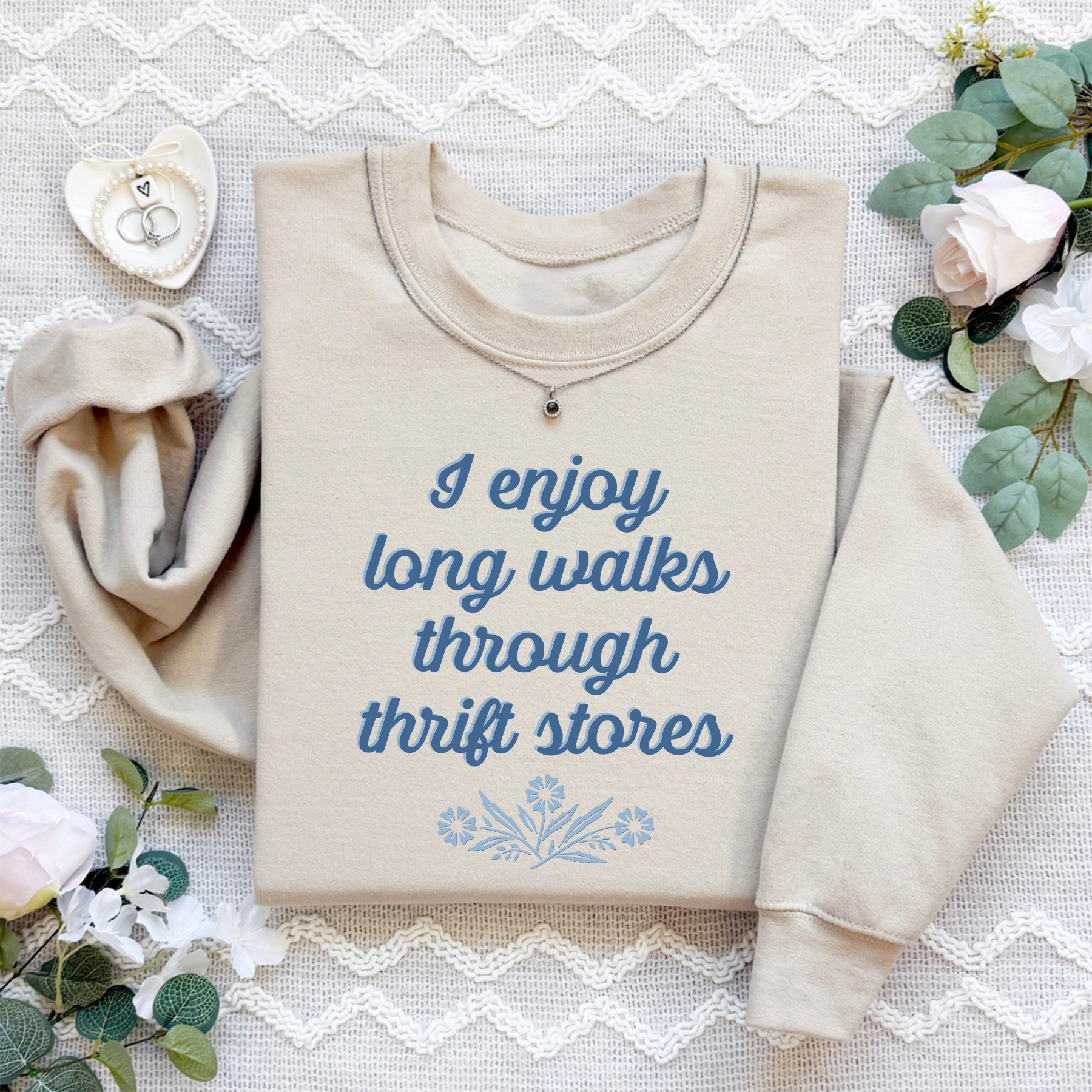 I Enjoy Long Walks Through Thrift Stores Vintage Inspired Sweatshirt