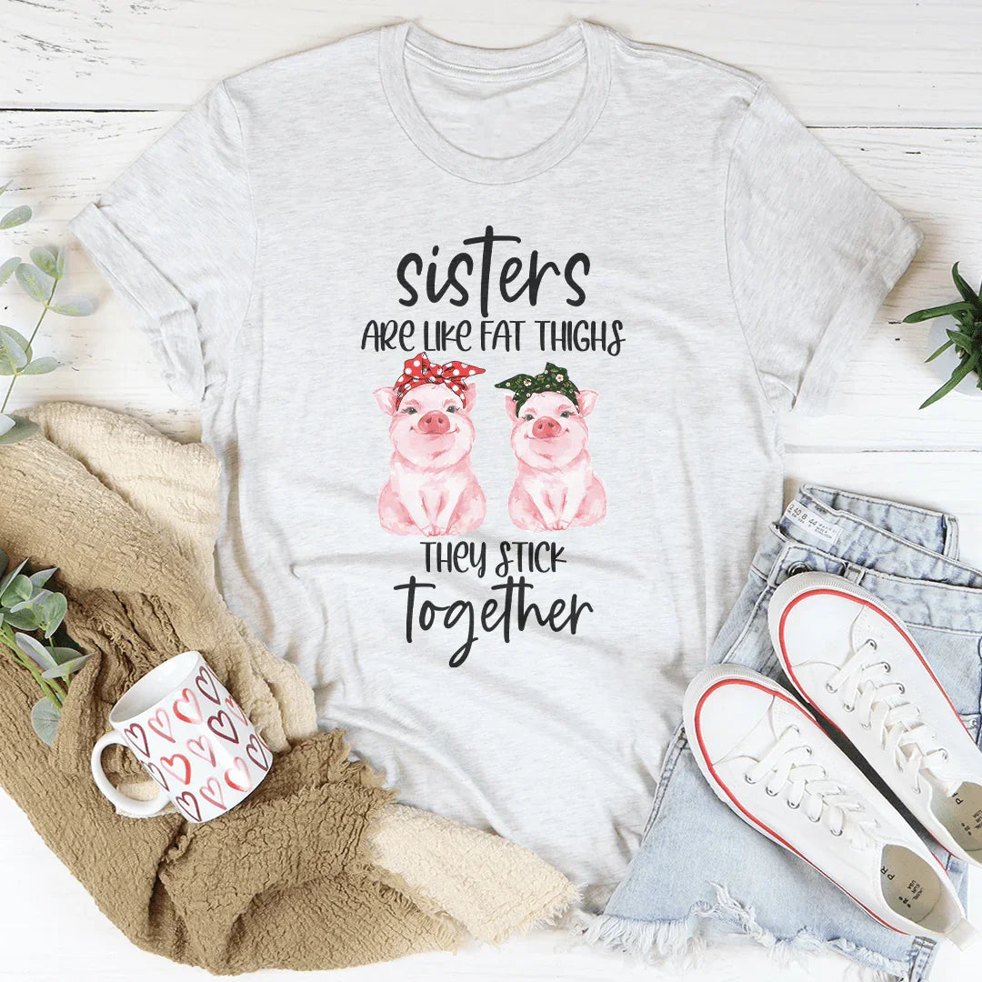Sisters Are Like Fat Thighs They Stick Together Tee Ash / S Peachy Sunday T-Shirt