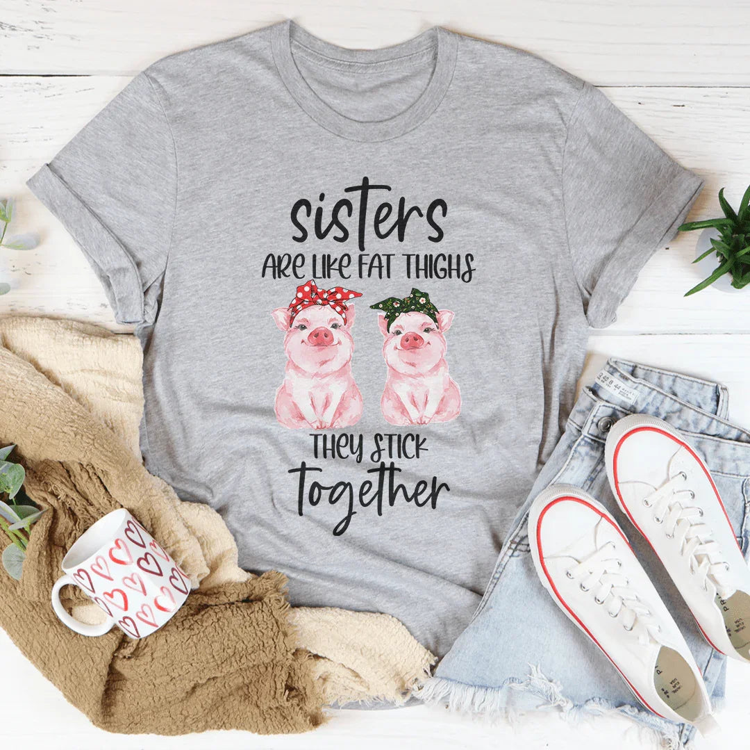 Sisters Are Like Fat Thighs They Stick Together Tee Athletic Heather / S Peachy Sunday T-Shirt