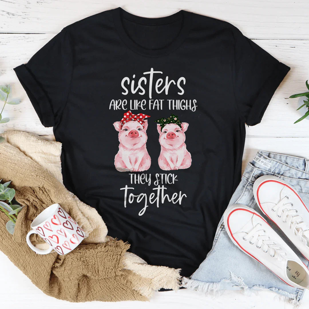 Sisters Are Like Fat Thighs They Stick Together Tee Black Heather / S Peachy Sunday T-Shirt