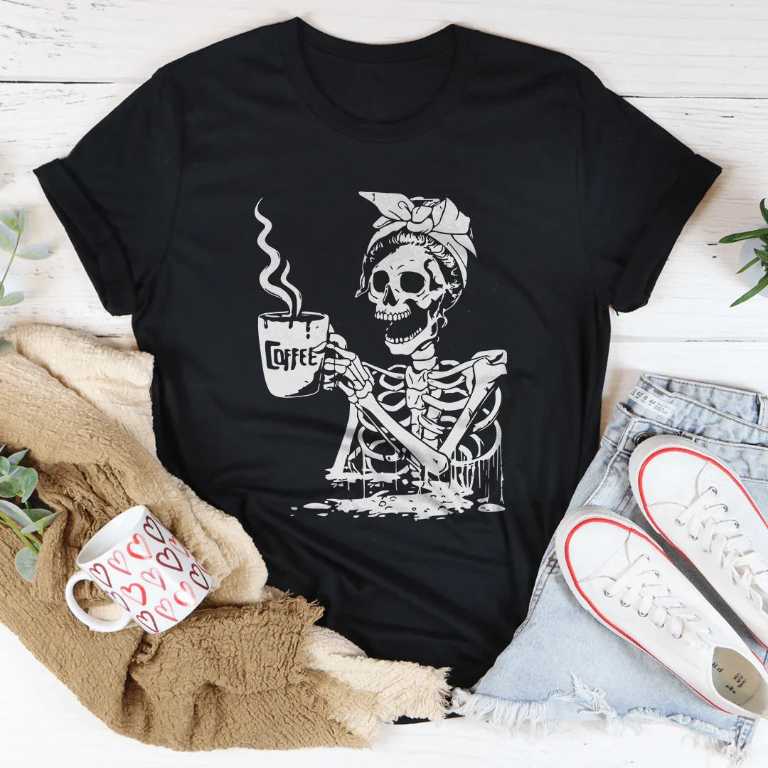 Skeleton Coffee Tee Black Heather / S Peachy Sunday T-Shirt