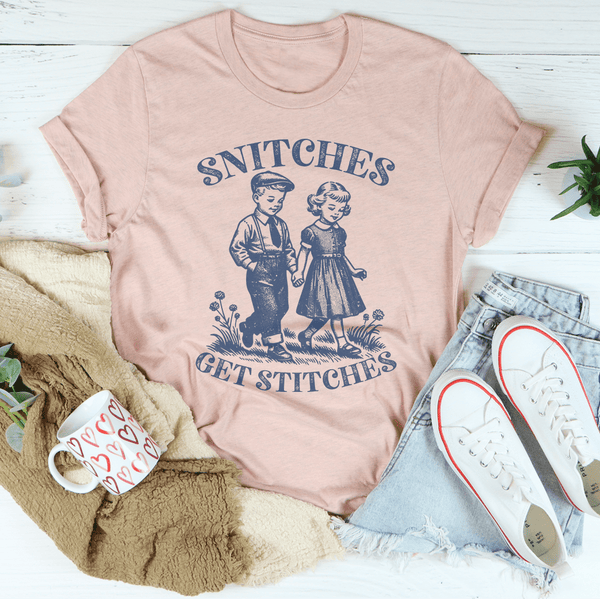 Snitches Get Stitches Tee Heather Prism Peach / S Peachy Sunday T-Shirt