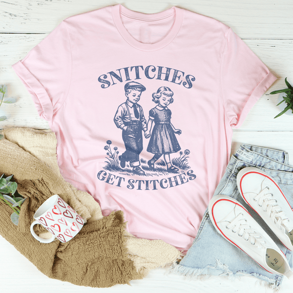 Snitches Get Stitches Tee Pink / S Peachy Sunday T-Shirt