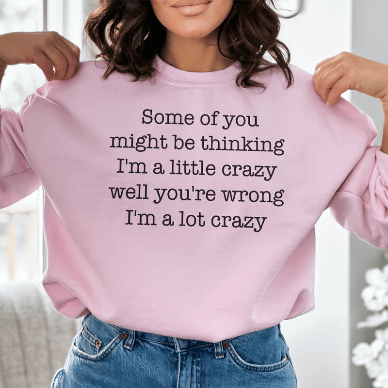 Some Of You Might Be Thinking I'm A Little Crazy Well You're Wrong I'm A Lot Crazy Sweatshirt Light Pink / S Peachy Sunday T-Shirt