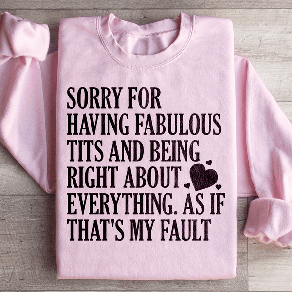 Sorry For Being Right About Everything Sweatshirt Light Pink / S Peachy Sunday T-Shirt