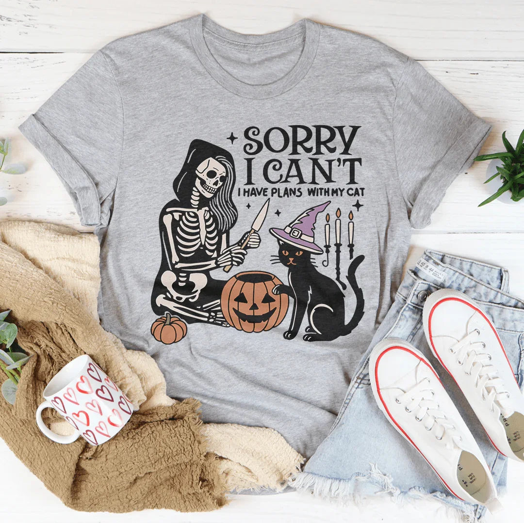 Sorry I Can't I Have Plans with My Cat Tee Athletic Heather / S Peachy Sunday T-Shirt
