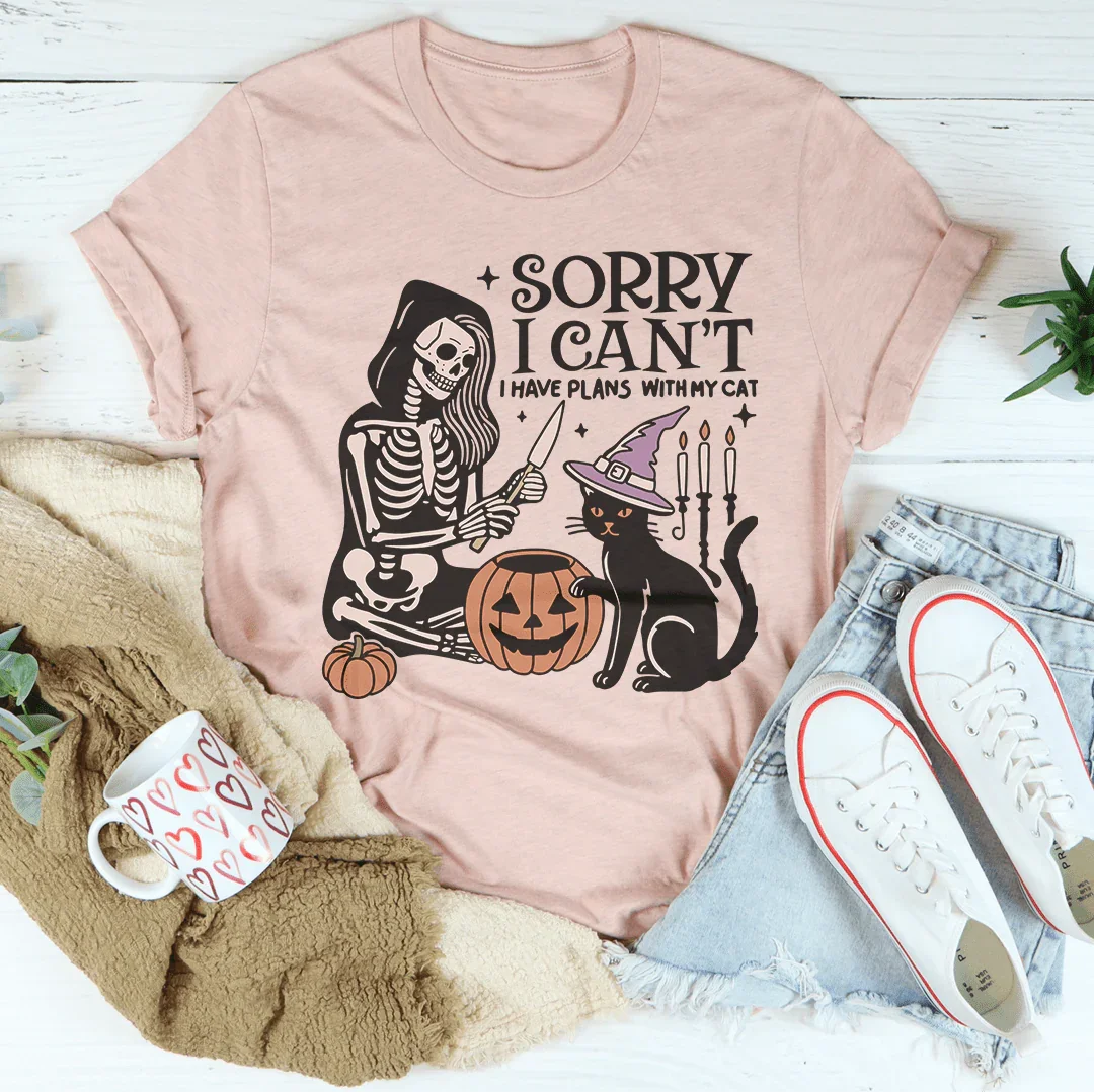 Sorry I Can't I Have Plans with My Cat Tee Heather Prism Peach / S Peachy Sunday T-Shirt