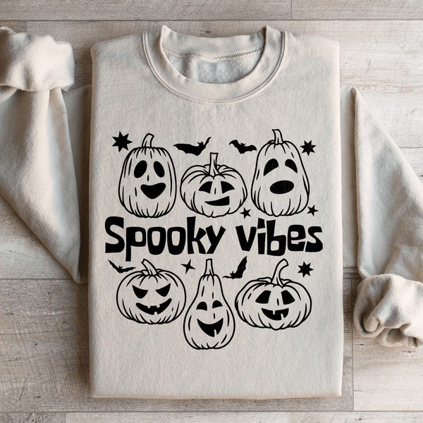 Spooky Vibes Pumpkins Sweatshirt Sand / S Peachy Sunday T-Shirt