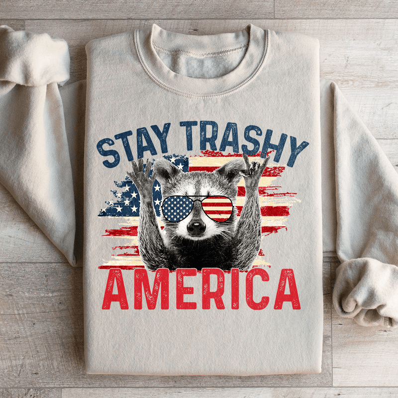 Stay Trashy America Sweatshirt Sand / S Peachy Sunday T-Shirt