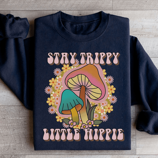 Stay Trippy Little Hippie Mushrooms Sweatshirt Black / S Peachy Sunday T-Shirt