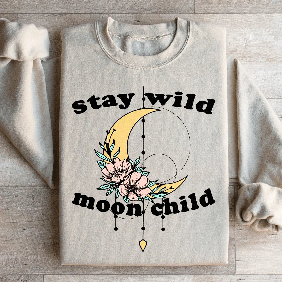 Stay Wild Moon Child Boho Sweatshirt Sand / S Peachy Sunday T-Shirt