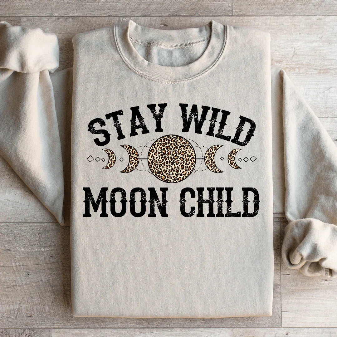 Stay Wild Moon Child Leopard Sweatshirt Sand / S Peachy Sunday T-Shirt