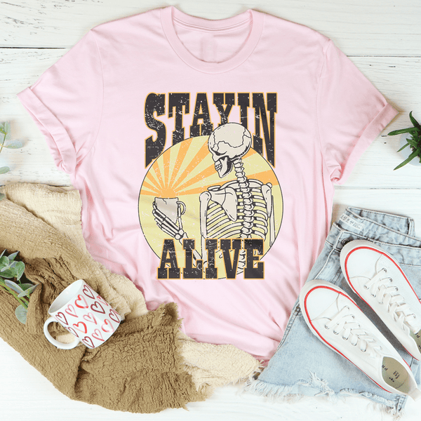 Stayin Alive Tee Pink / S Peachy Sunday T-Shirt