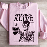 Staying Alive Sweatshirt Light Pink / S Peachy Sunday T-Shirt