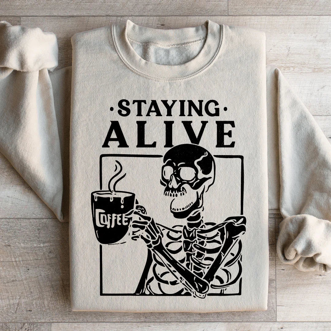Staying Alive Sweatshirt Sand / S Peachy Sunday T-Shirt