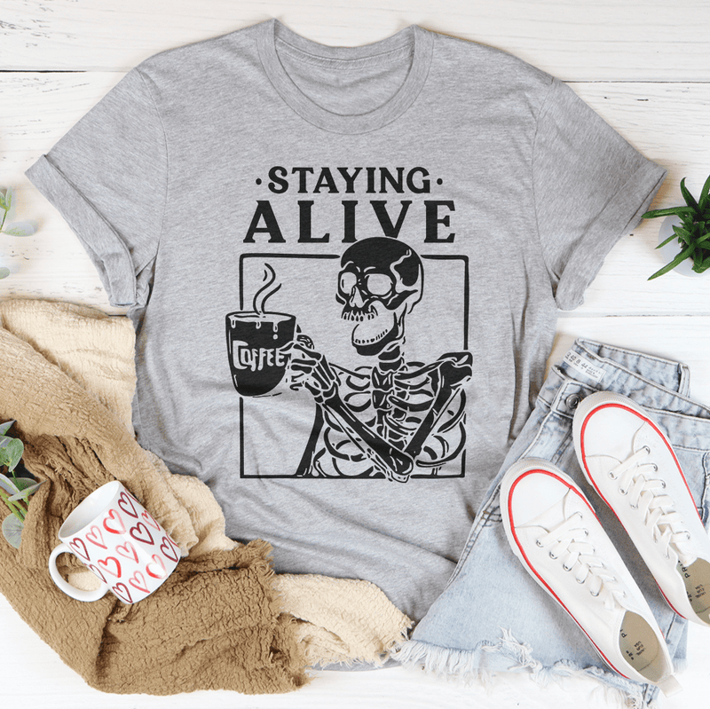 Staying Alive Tee Athletic Heather / S Peachy Sunday T-Shirt