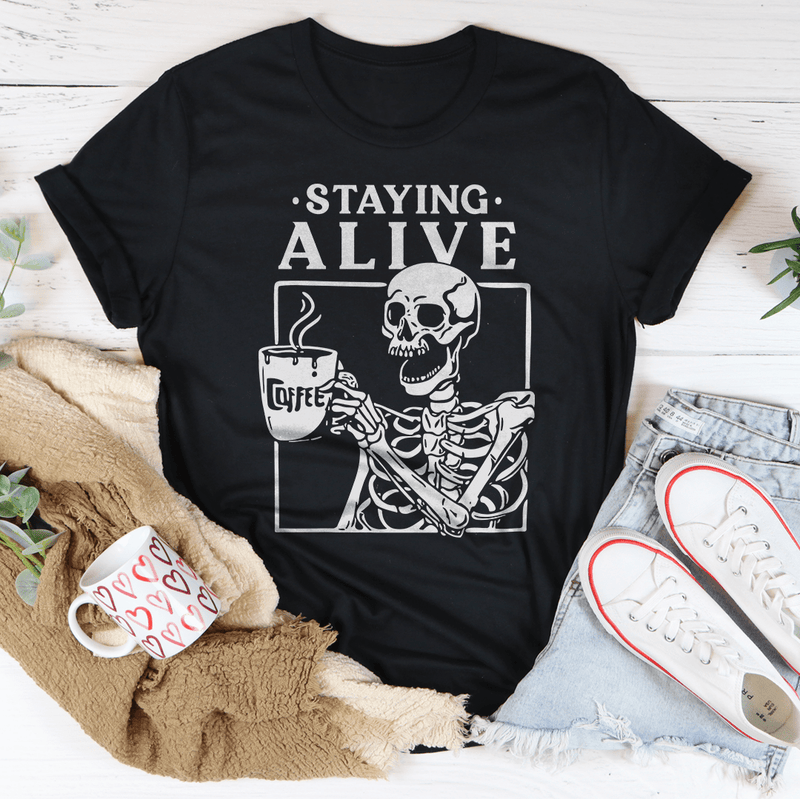 Staying Alive Tee Black Heather / S Peachy Sunday T-Shirt