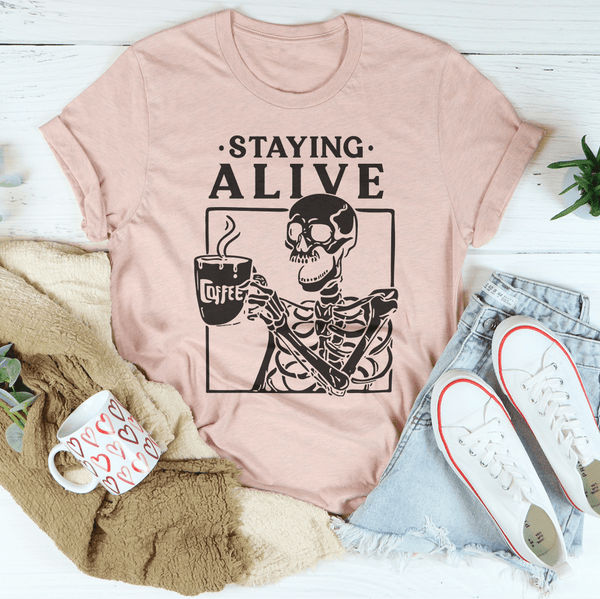 Staying Alive Tee Heather Prism Peach / S Peachy Sunday T-Shirt