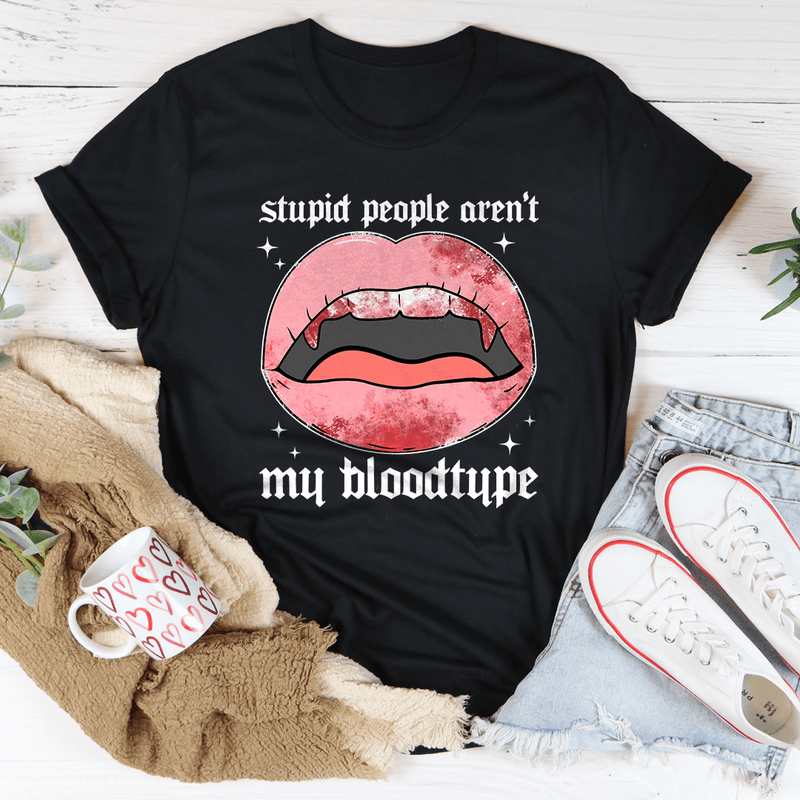 Stupid People Aren't My Bloodtype Tee Black Heather / S Peachy Sunday T-Shirt
