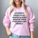 Stupidity Comes In All Shapes and Sizes Sweatshirt Light Pink / S Peachy Sunday T-Shirt