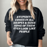 Stupidity Comes In All Shapes and Sizes Sweatshirt Peachy Sunday T-Shirt