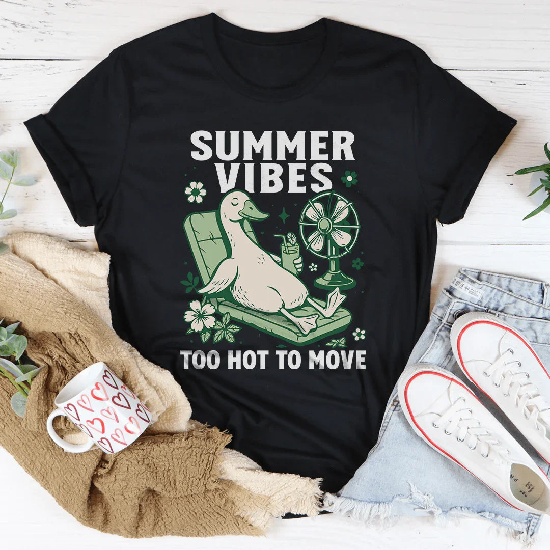 Summer Vibes Too Hot To Move Tee Black Heather / S Peachy Sunday T-Shirt