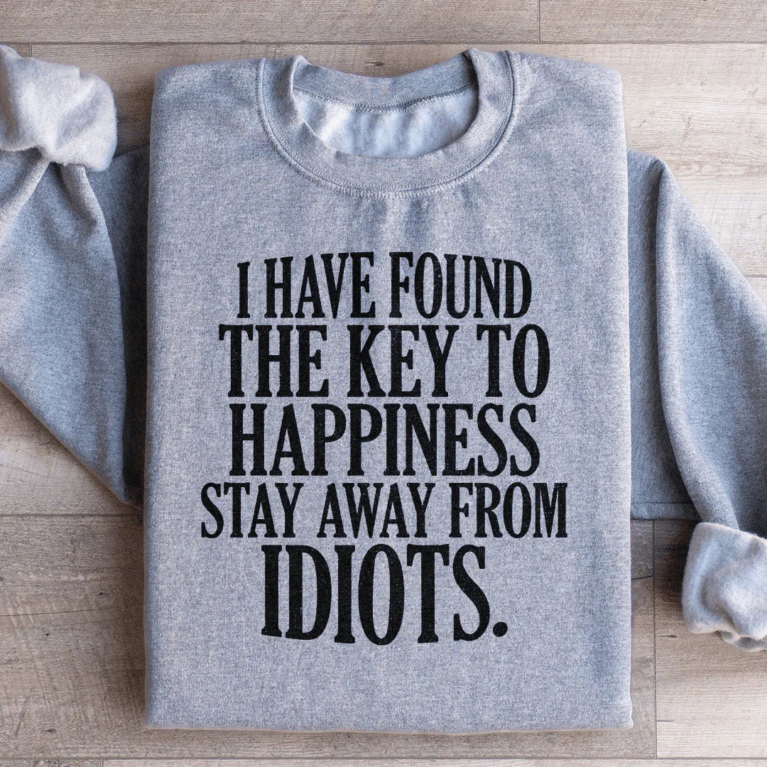 The Key To Happiness Sweatshirt Sport Grey / S Peachy Sunday T-Shirt