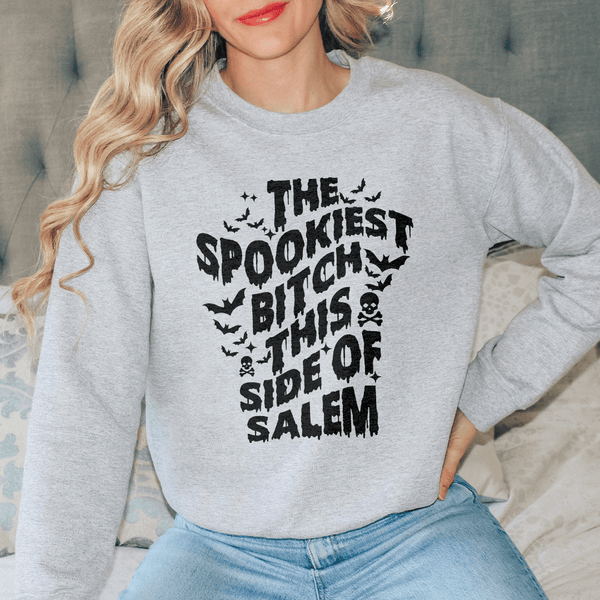 The Spookiest B* This Side Of Salem Sweatshirt Sport Grey / S Peachy Sunday T-Shirt