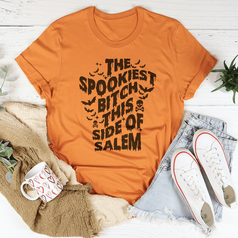 The Spookiest Bitch This Side Of Salem Tee Orange / S Peachy Sunday T-Shirt