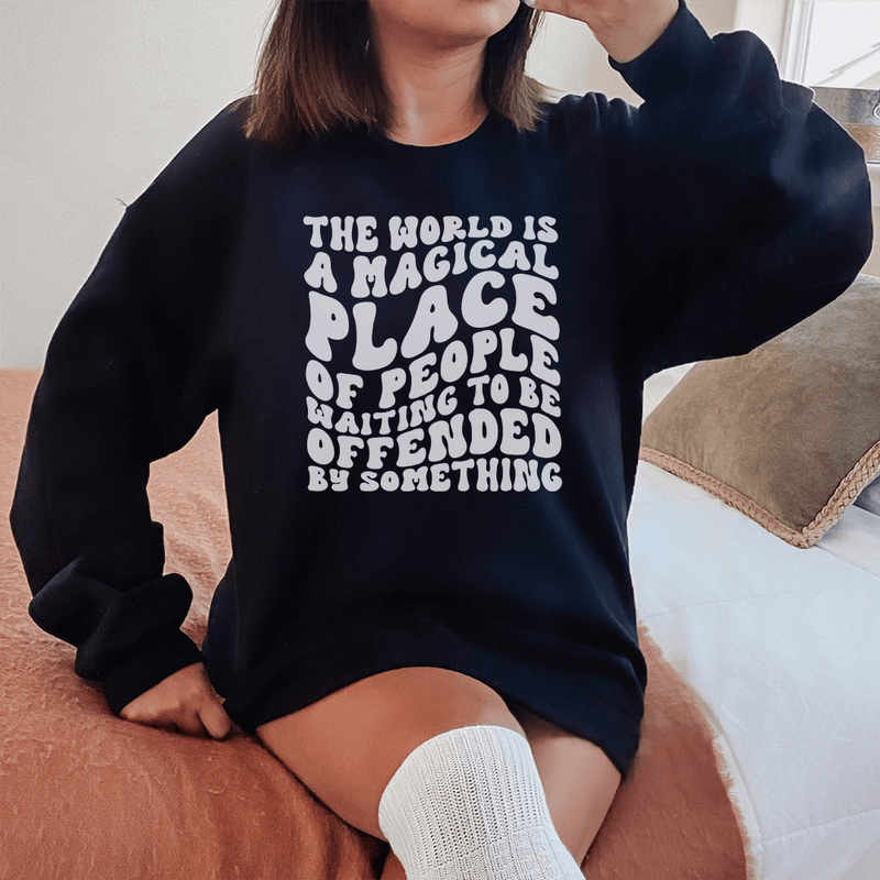 The World Is A Magical Place Of People Waiting Sweatshirt Black / S Peachy Sunday T-Shirt