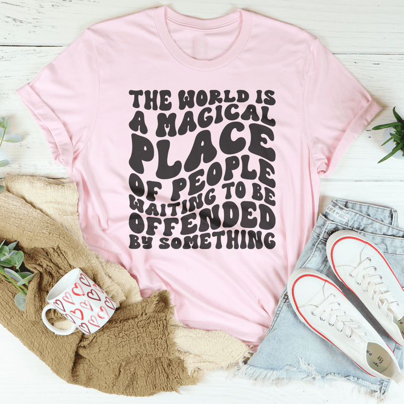 The World Is A Magical Place Of People Waiting Tee Pink / S Peachy Sunday T-Shirt