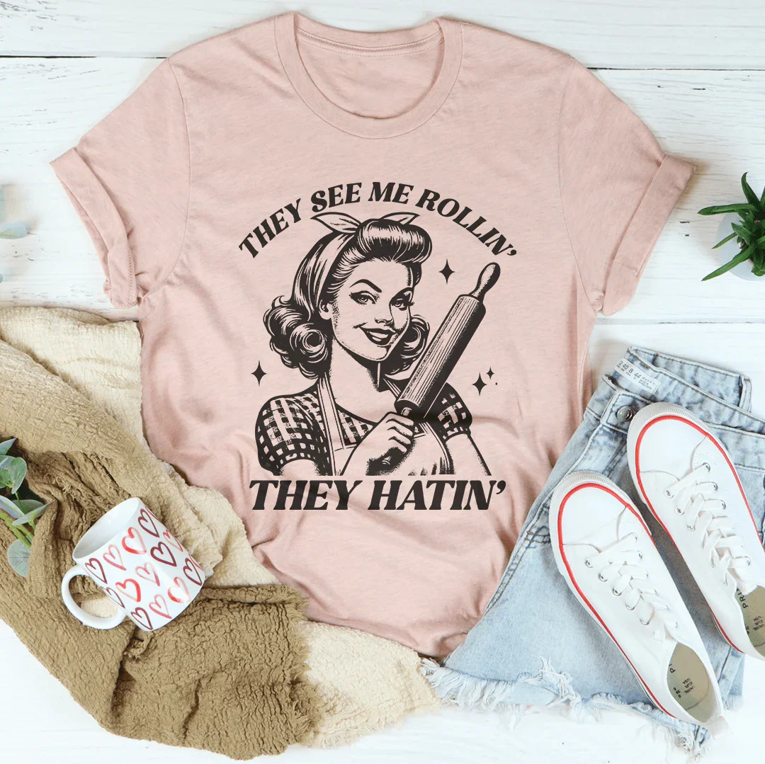 They See Me Rolling They Hatin Tee Heather Prism Peach / S Peachy Sunday T-Shirt
