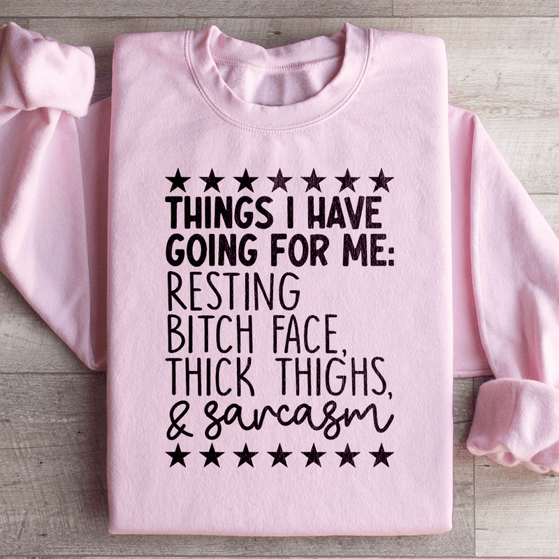 Things I Have Going For Me Sweatshirt Light Pink / S Peachy Sunday T-Shirt