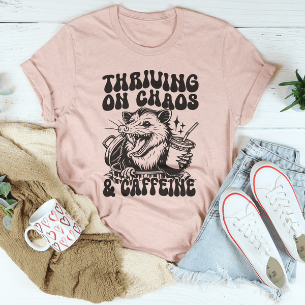 Thriving On Chaos And Caffeine Tee Heather Prism Peach / S Peachy Sunday T-Shirt