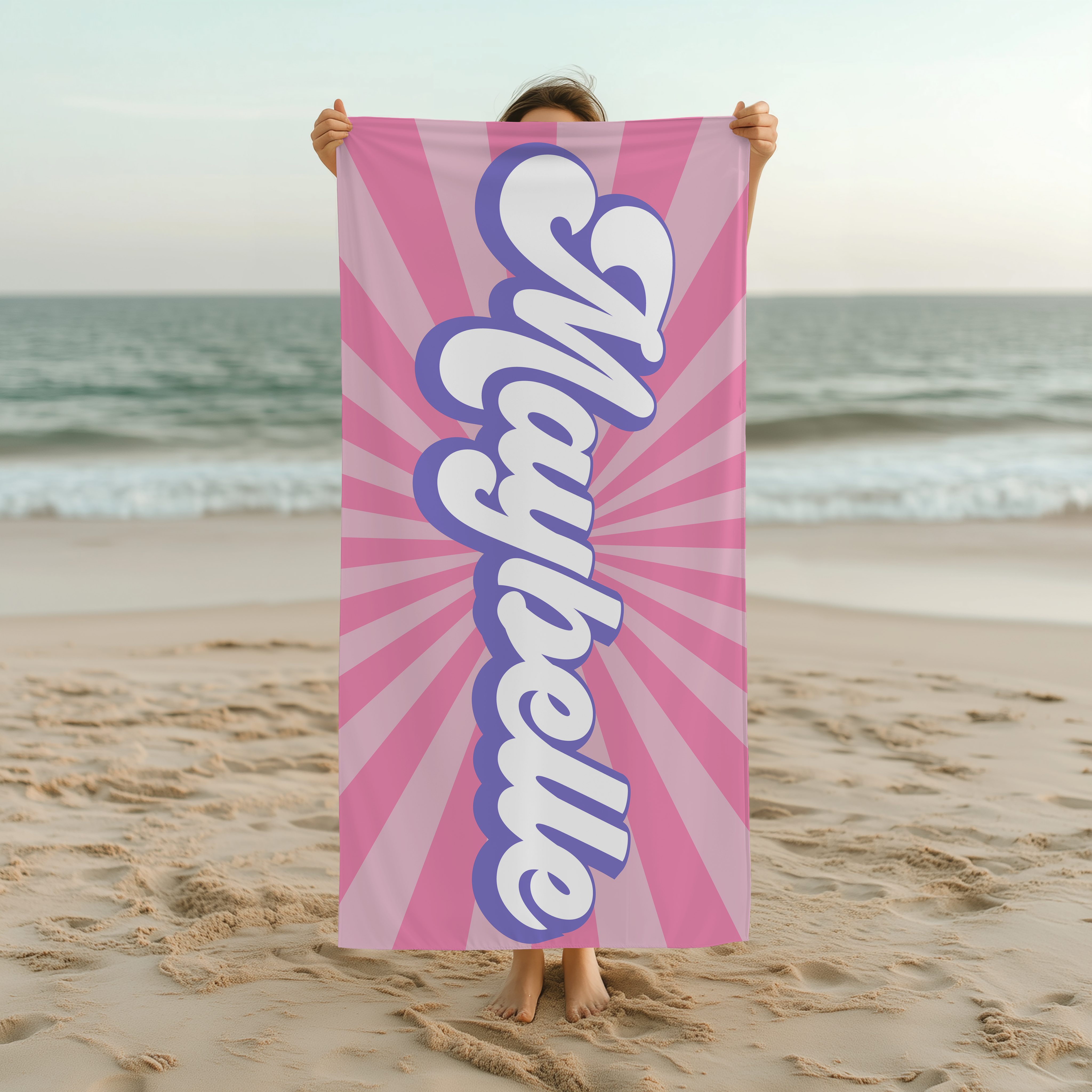 Custom Name Beach Pink Towel