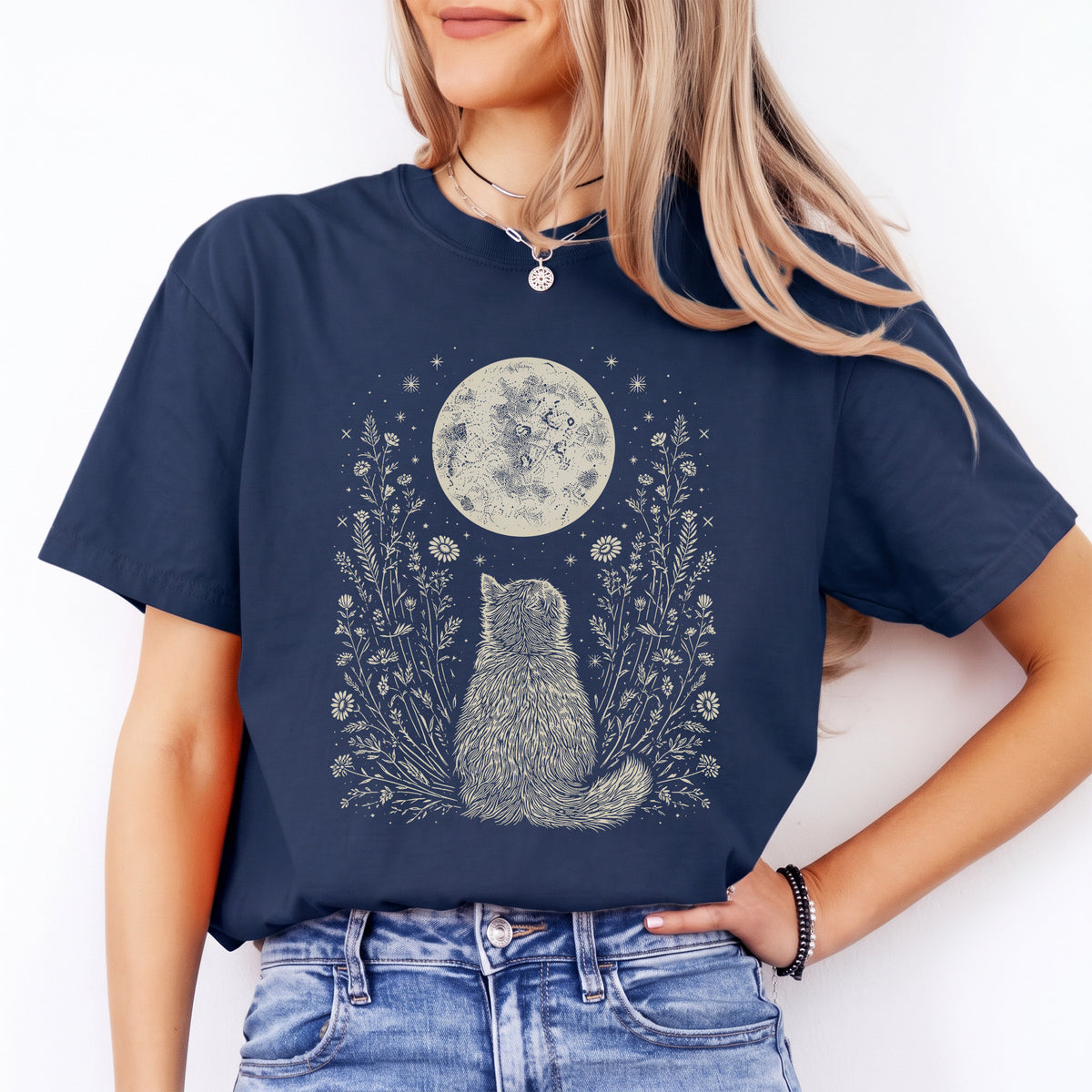 Celestial Cat Moon Tee