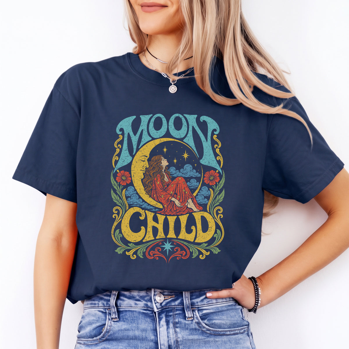 "Moon Child" – Retro 70s Celestial Graphic Top