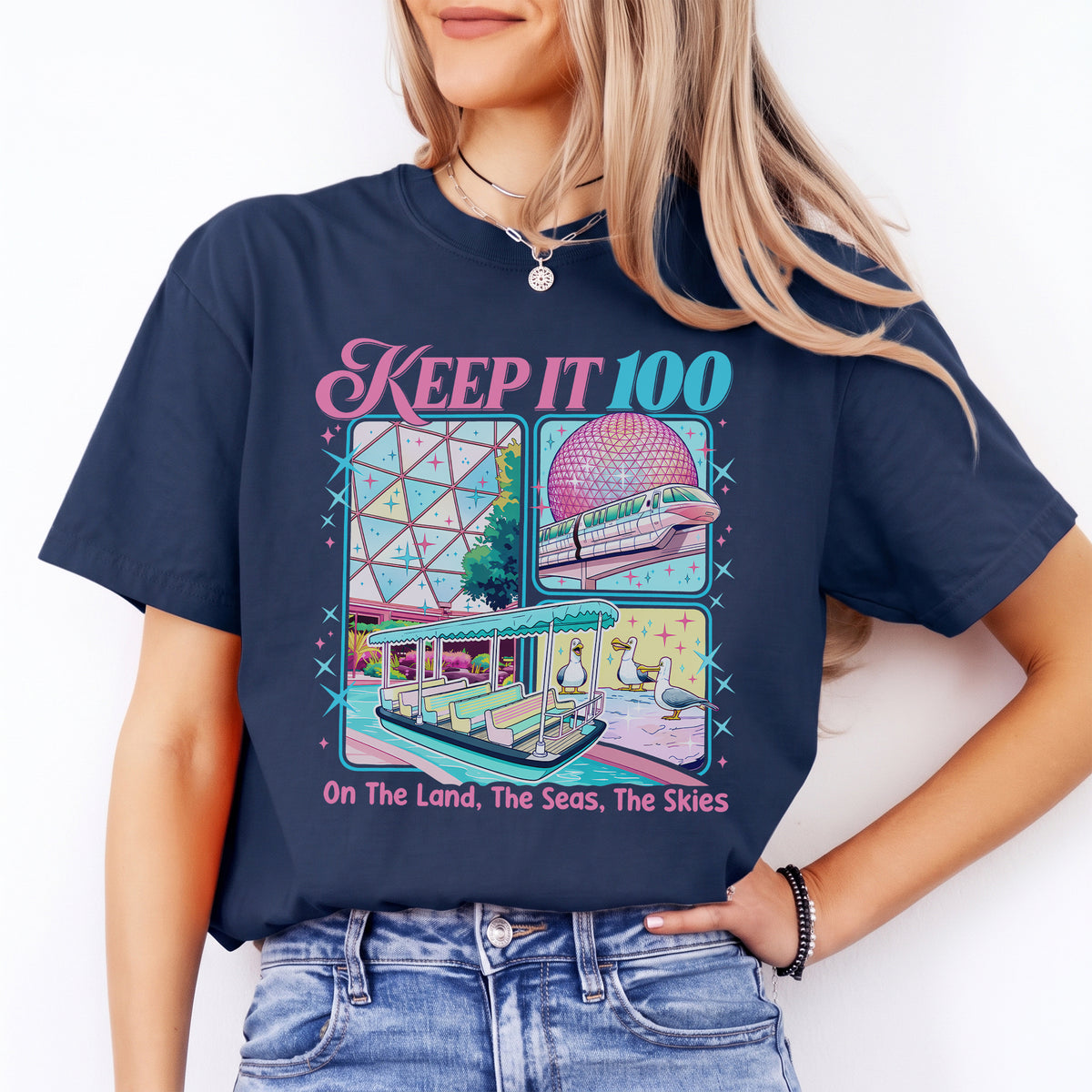 T-shirt inspiré « Keep It 100 The Land The Seas The Skies World Traveler »