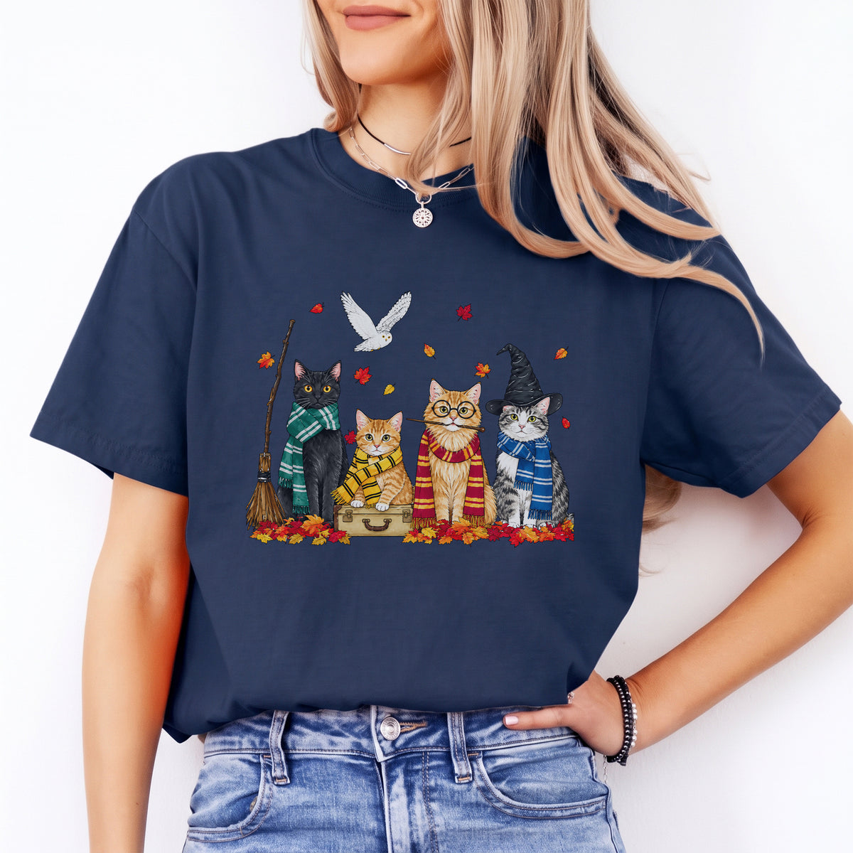 T-shirt d’Halloween avec des chats sorciers