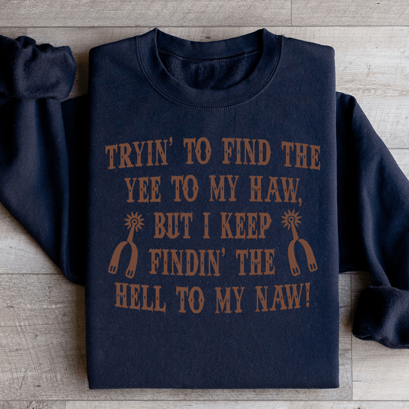 Tryin To Find The Yee To My Haw Sweatshirt Black / S Peachy Sunday T-Shirt