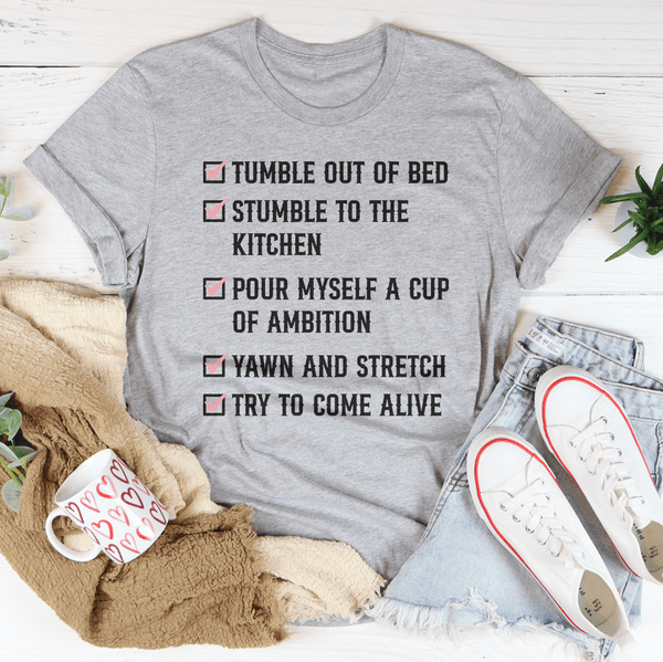Tumble Out Of Bed Tee Athletic Heather / S Peachy Sunday T-Shirt