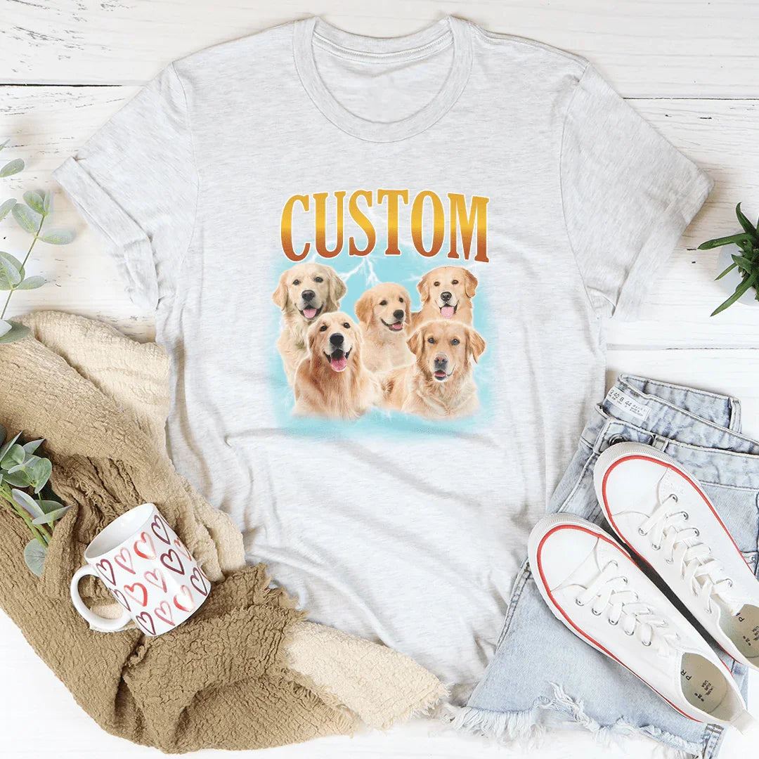Vintage Bootleg Pet Shirt Pet Photo And Name Custom T-Shirt Ash / S Printify T-Shirt T-Shirt