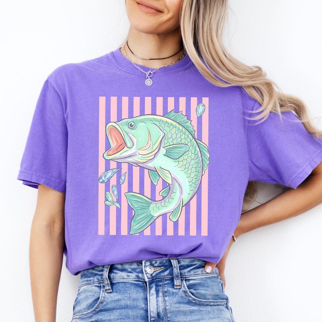 Retro Pastel Bass Fish Tee