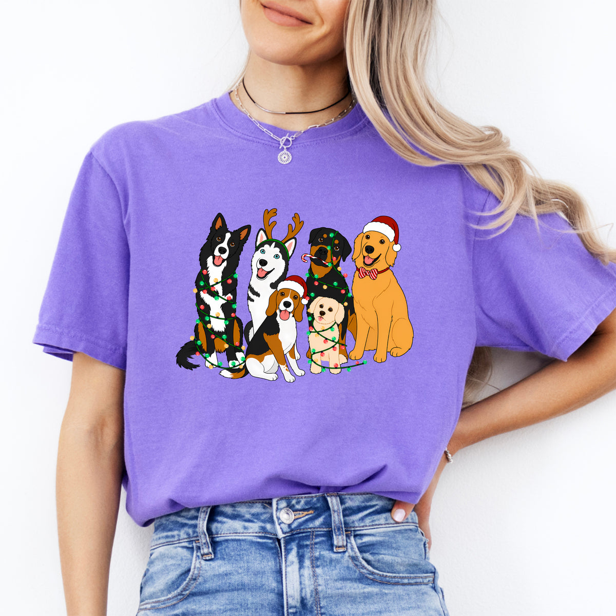 Camiseta de perros navideños adorables