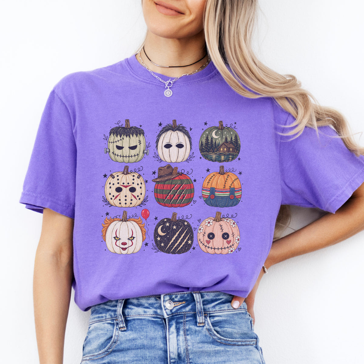 Gruseliges Slasher-T-Shirt mit Filmmotiv – „Horror Character Pumpkin“