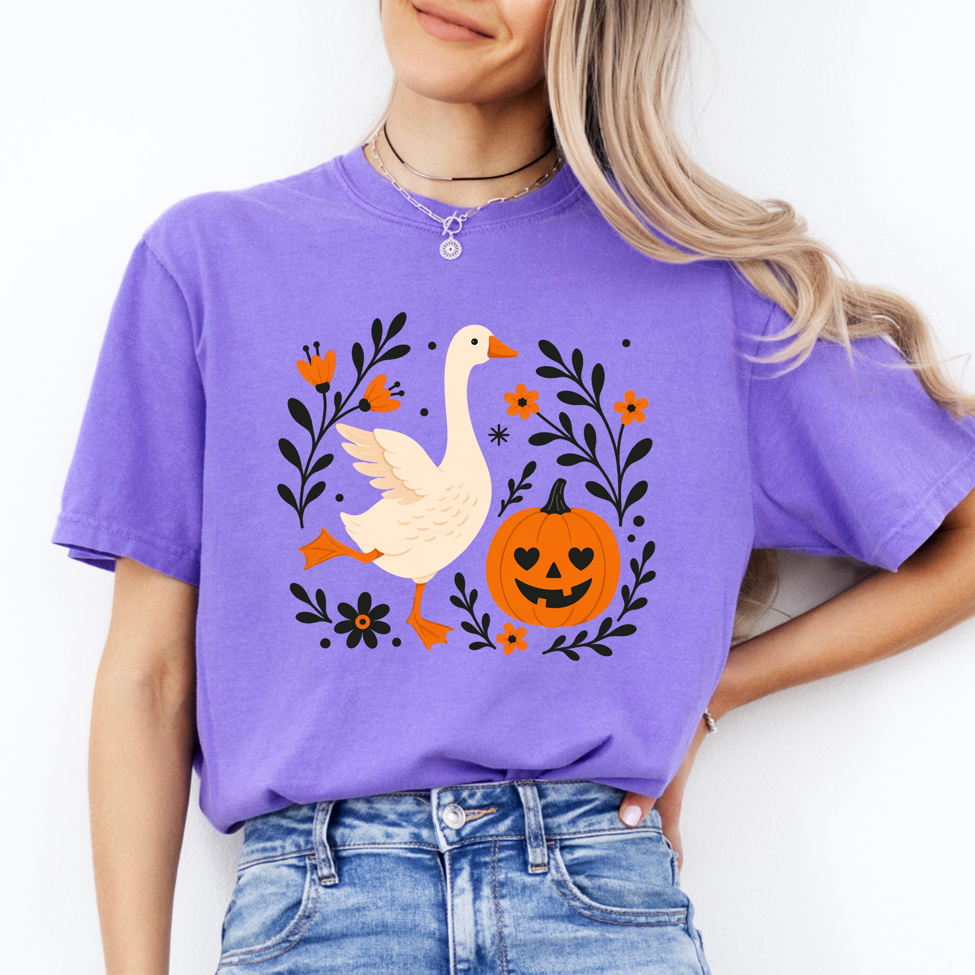 Camiseta de ganso floral otoñal